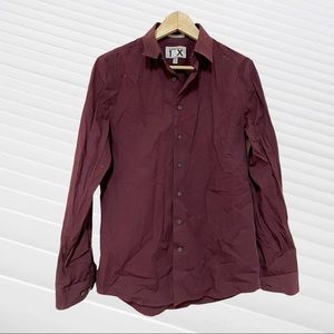 Express Men Maroon Fitted long sleeve button down dress shirt - Small 14-14 1/2